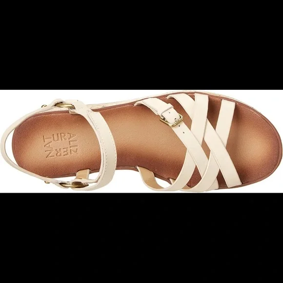 NATURALIZER Womens Porcelain Platform Georgette Wedge Leather Sandals 7.5 M - Picture 7 of 7